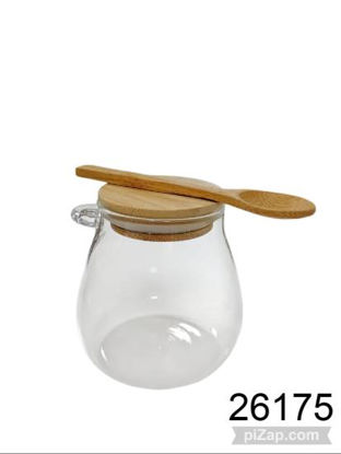 Imagen de FRASCO CHICO DE VIDRIO CON TAPA Y CUCHARA DE MADERA 4.26